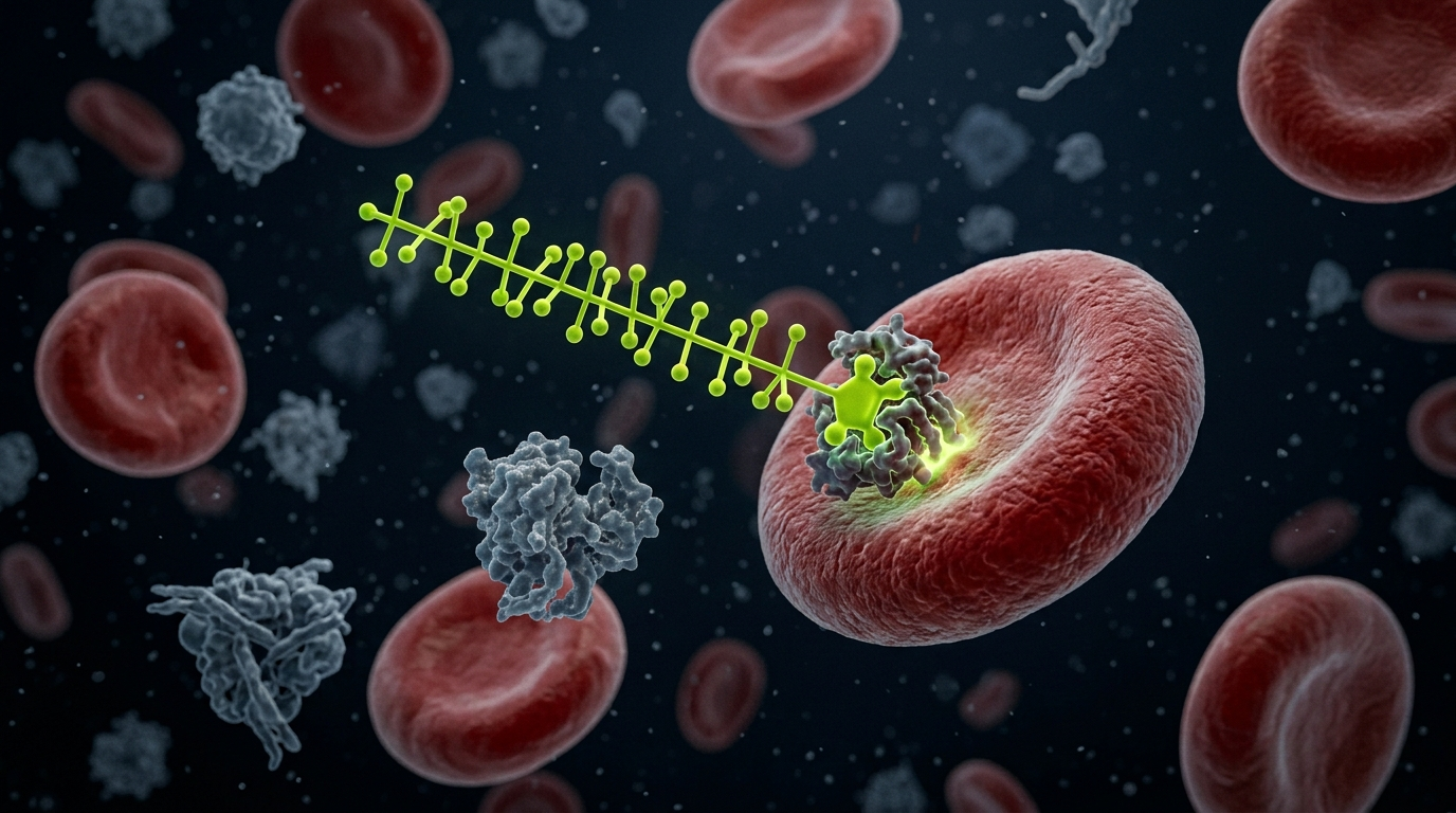 Visualizacion microscopica de una molecula perfluorada uniendose a proteinas de la sangre