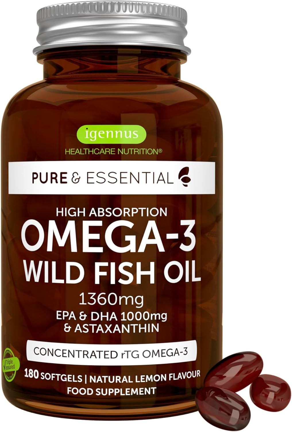 Igennus Omega-3 EPA/DHA Premium con Lignanos, Krill y Astaxantina