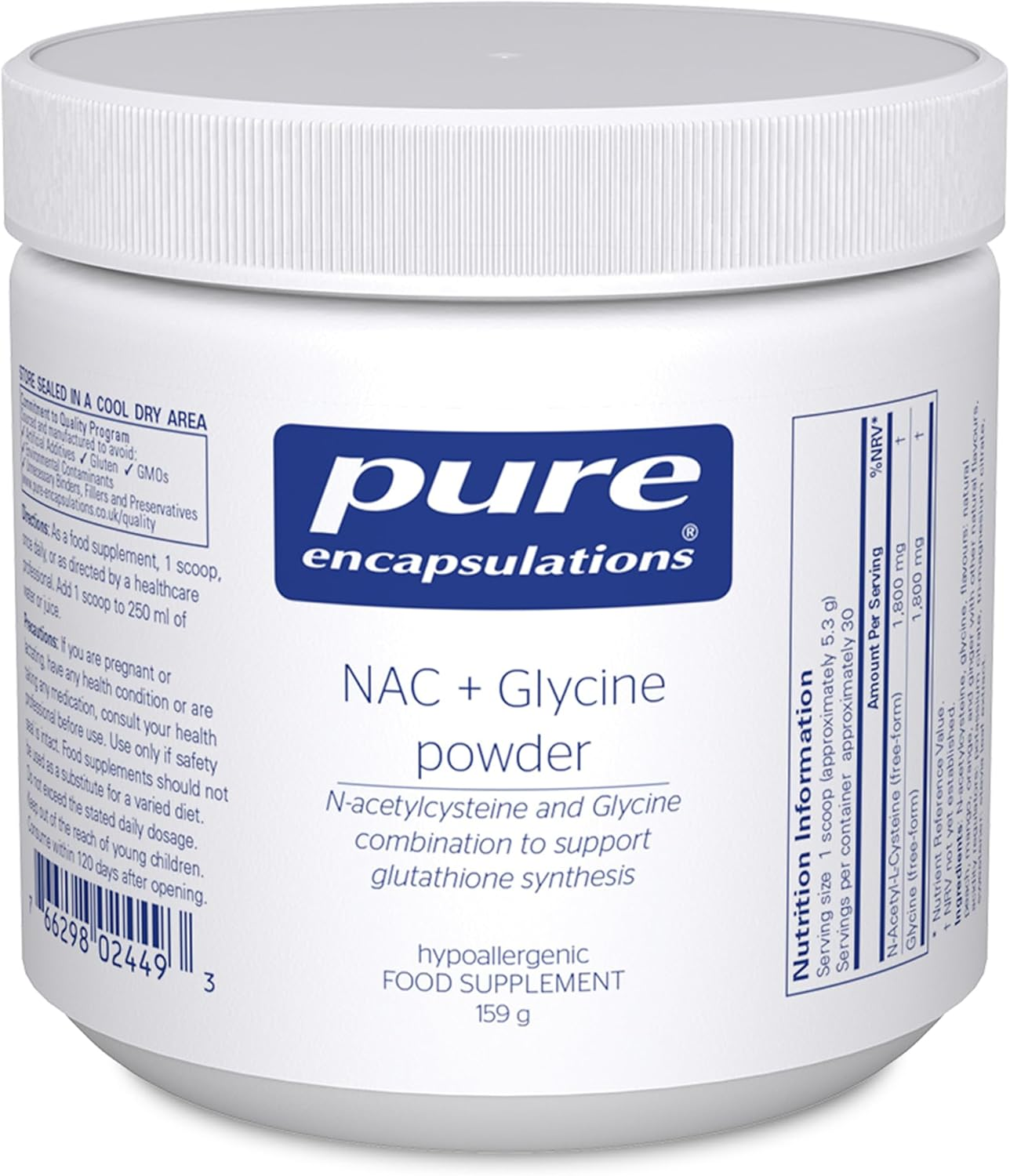 Pure Encapsulations N-Acetil-L-Cisteína (NAC) — Glutatión y detox