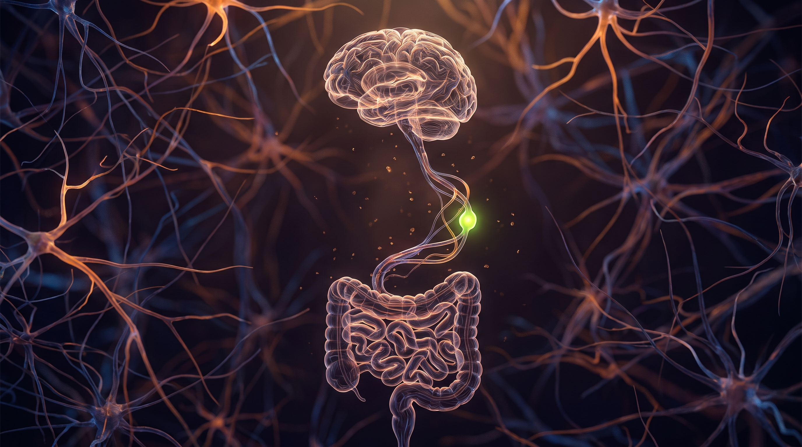Visualización anatómica del eje intestino-cerebro con señales inflamatorias